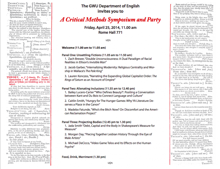 Critical Methods Undergraduate Research Symposium and Party: April 25