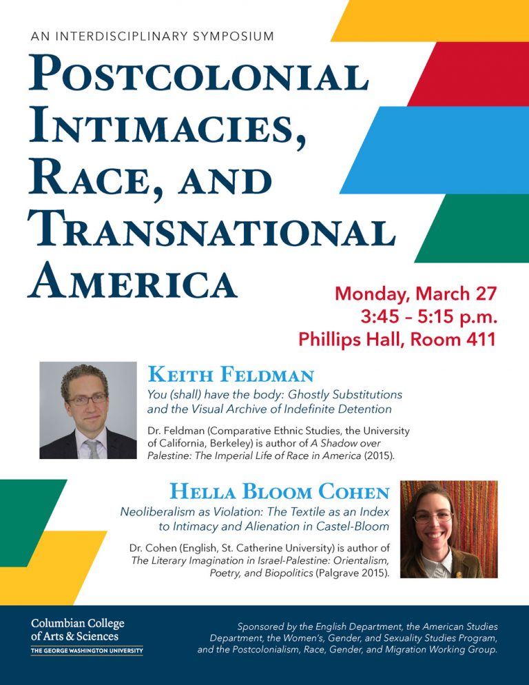 Postcolonial Intimacies, Race, and Transnational America: An Interdisciplinary Symposium.  This Monday 3:45-5:15 PM!